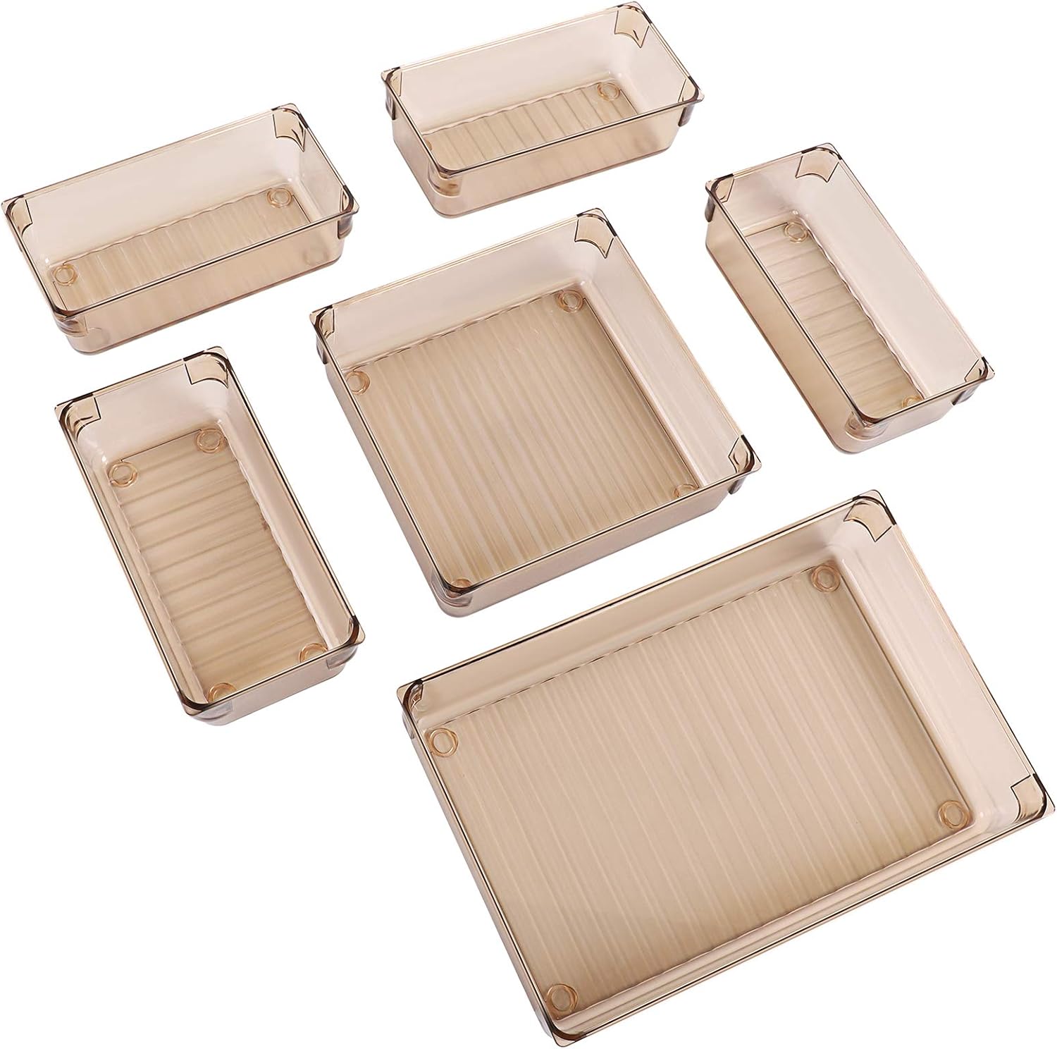 Kootek Desk Drawer Organizer Trays with 3-Size Drawer Dividers 6 Organizers Bins Customize Layout Storage Box for Bedroom Dresser Bathroom Kitchen Office: Home & Kitchen