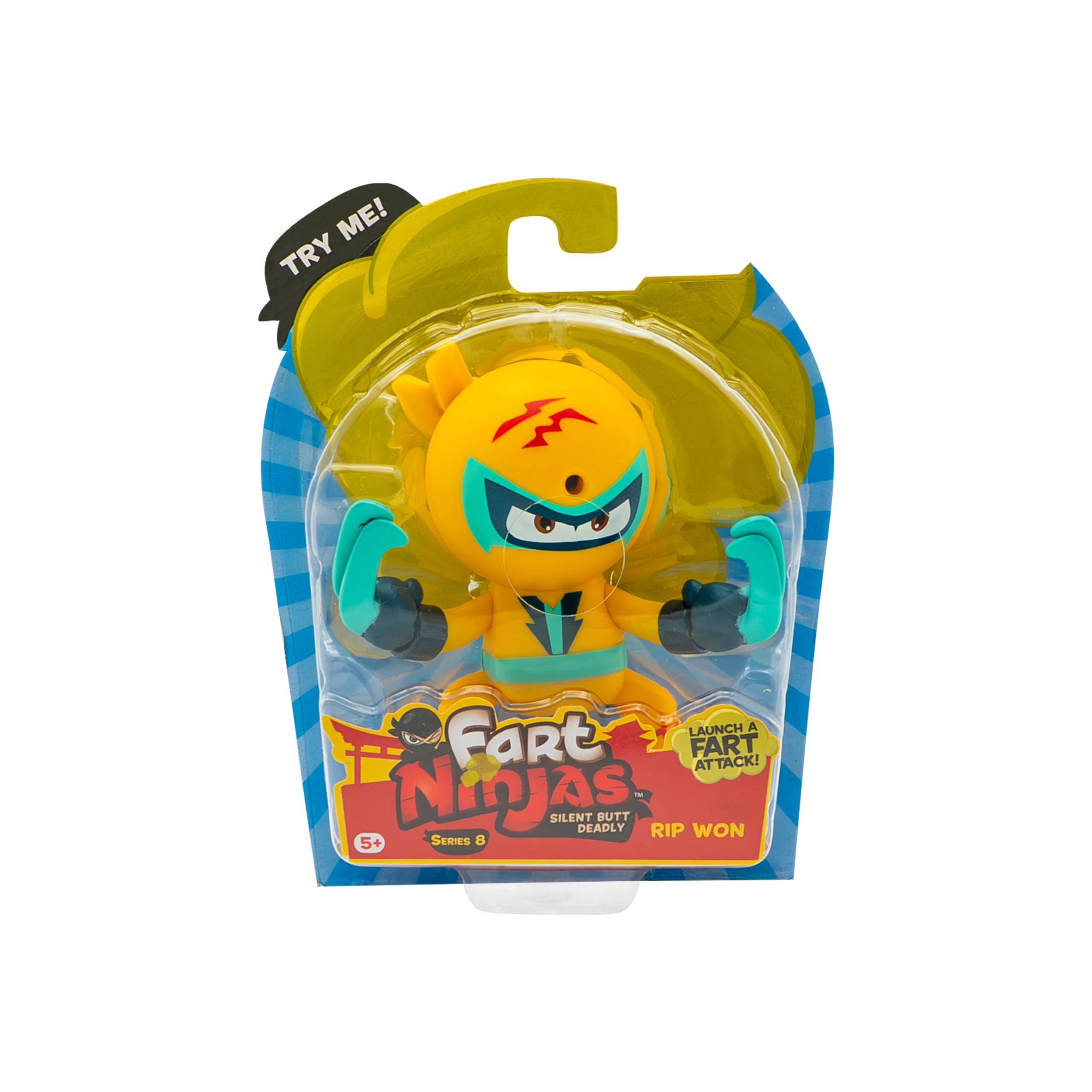 Fart Ninjas RipWon Series 8 Collectible Figures 10 Hilariously Realistic Fart Sounds Ages 5+ Gifts & Toys 8 to Collect, Yellow