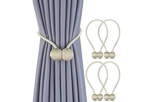 KAnduo Magnetic Curtain Tiebacks Drapery Holdbacks for Curtains, Drapes, Living Room Office Decor, No Tools Required (4, Beig