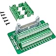 Jienk IDC26 Breakout Board 2x13 26Pins Male Header Terminal Block Connector with C45 DIN Rail Mounting feet for PLC MCU