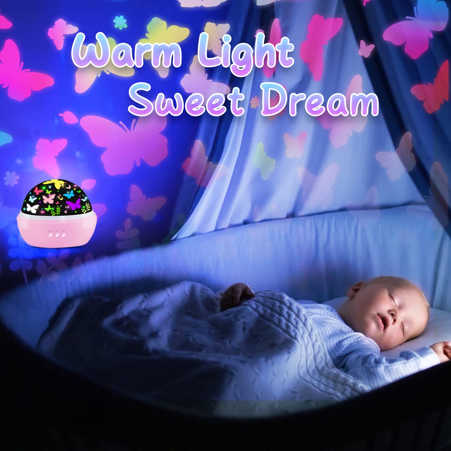 Butterfly Decorations Toddler Toys for 3-8 Year Old Girls, 16 Colors Star Projector Butterfly Night Light, Butterflies Party Room Decor, Christmas Easter Birthday Kids Toys Gifts for Girls Age 5-12