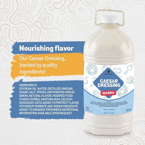 DEPENDABLE FOOD CAESAR DRESSING – 1 GALLON – RICH, CREAMY, TANGY FLAVOR – BULK BOTTLE