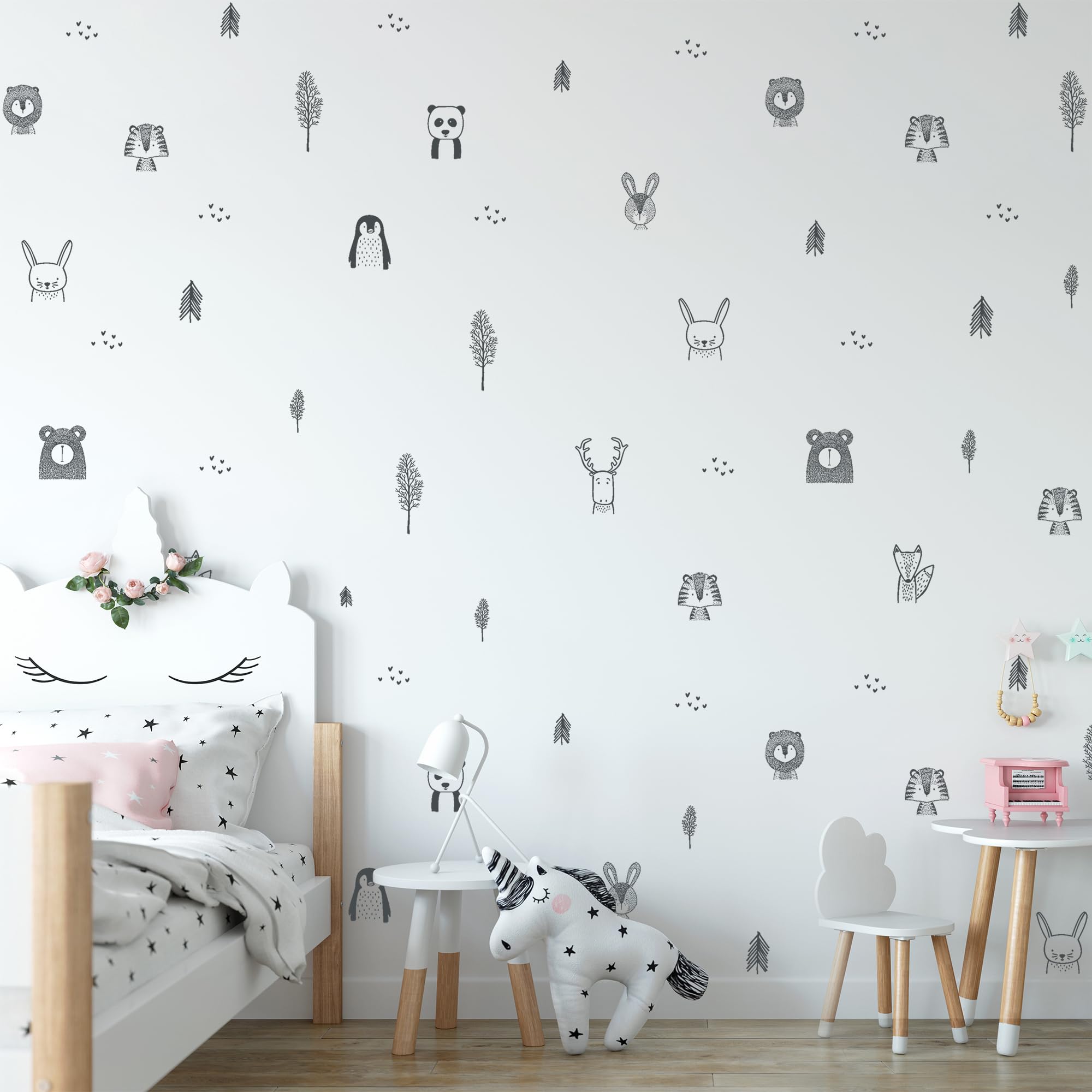 Baby RyRo London Stylish Animal Wall Stickers - Nursery, Toddler, Kids Jungle Wall Stickers with Adorable Safari Animal Designs. Easy to Apply Baby Wall Stickers. Designed by Parents in the UK