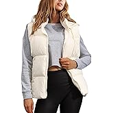 Tanming Black Puffer Vest Women Zip Up Lightweight Sleeveless Winter Outerwear Vests with Hood