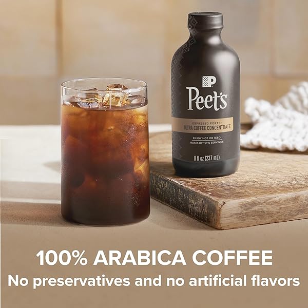 PEET’S COFFEE, ULTRA COFFEE CONCENTRATE, INSTANT HOT, COLD BREW, OR ICED COFFEE, 100% ARABICA COFFEE – ESPRESSO FORTE, 8 FLUID OUNCE BOTTLE (16 SERVINGS)