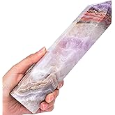 VIZYTOU Purple Amethyst Agate Stone Tower Obelisk Large Healing Crystal Rock Point Wand Reiki Healing Gifts 1.7-2.2 LBS