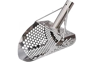CooB Upgraded Beach Sand Scoop Shovel Metal Detector Monstrik V1, Sand Scoops Treasure Detecting, Metal Detector Hunting Tool, Stainless Steel, Mixed Hexahedron Holes