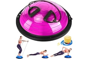 Zeatly Half Balance Ball Trainer, Half Yoga Exercise Ball with Resistance Bands and Foot Pump, Balance Trainer for Stability Training, Strength Exercise Fitness, Home Gym Workout Equipment