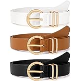 VONMELLI 3 Pack Women's Leather Belts for Jeans Dresses Ladies Waist Belt with Fashion Gold Buckle