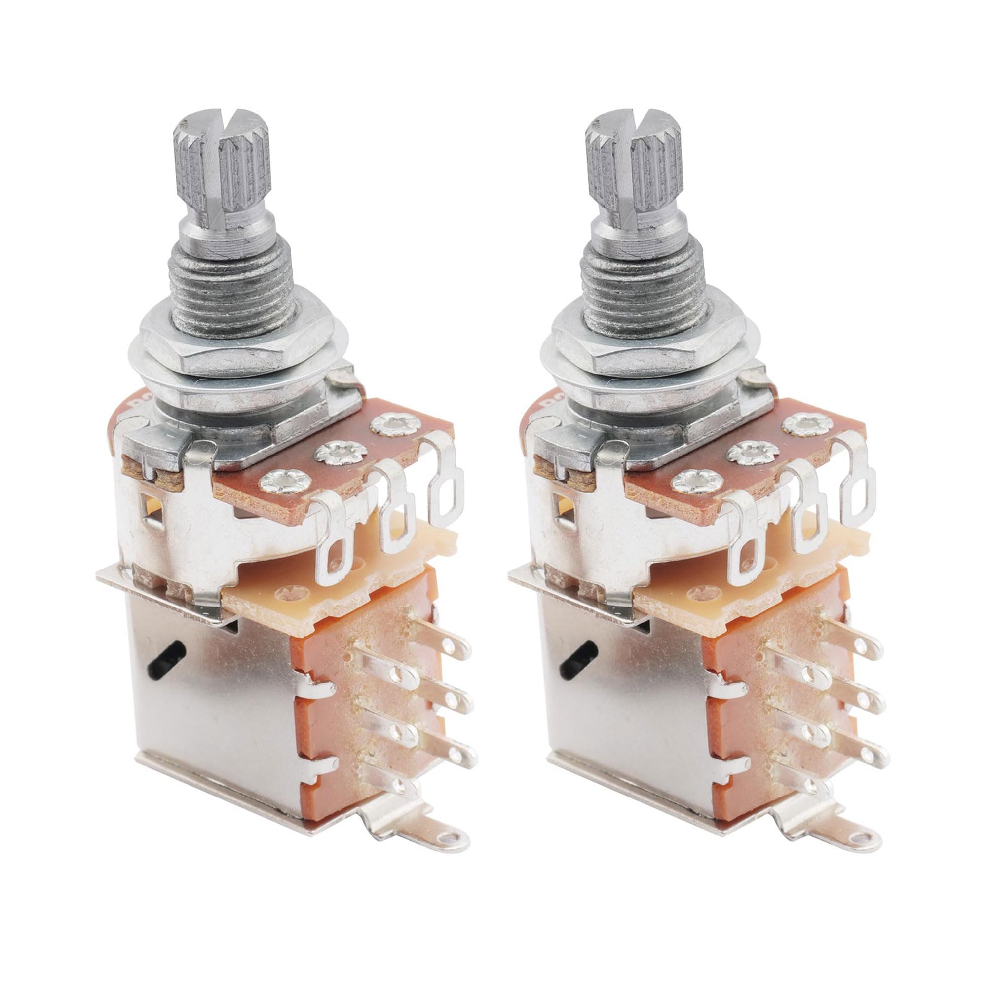 Musiclily B250K Metric Coarse 18-Spline Split Shaft Pots Push/Pull Linear Taper Potentiometers for Electric Guitar Bass (Set of 2)