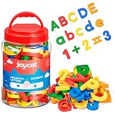 JoyCat Magnetic Letters Numbers Alphabet ABC 123 Fridge Magnets, 78 Pcs | Colorful plastic magnets, uppercase lowercase letters, math symbols, preschool learning toy set for toddlers kids ages 3+
