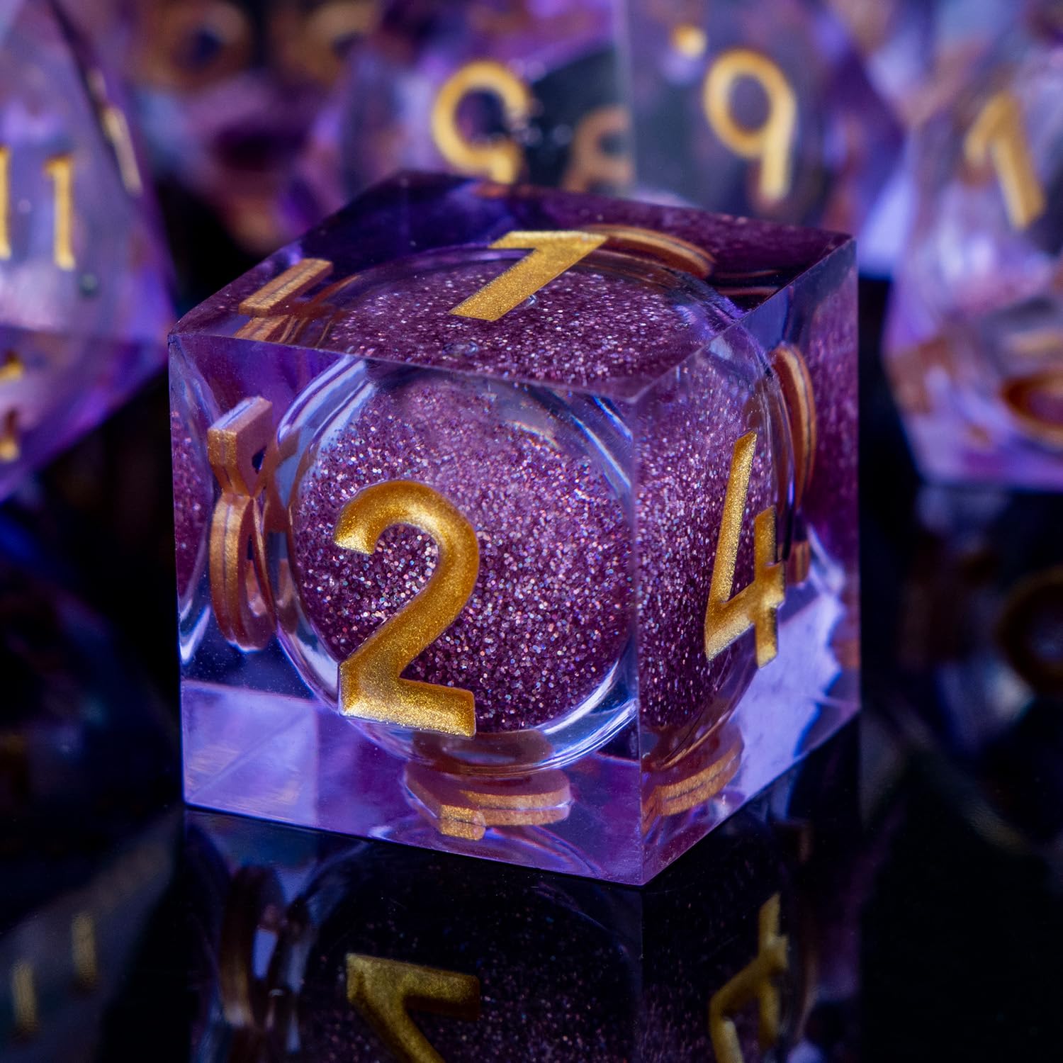 ARUOHHA DND Liquid Core Dice, 7pcs Resin Sharp Edged Dragons Dice Set RPG Translucent Polyhedral D and D Dice with Gift Box, Dungeons Role Playing Dice Set D20 D12 D10 D8 D6 D4 — image 1