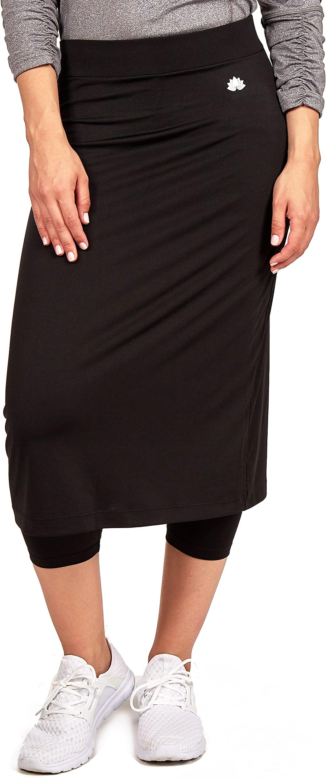 Snoga Womenโs Modest Midi Athletic Pencil Skirt w Leggings| Chlorine & Waterwear Friendly Kosher Pencil Skirted Capri Legging