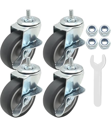 6 Pack Creeper Wheels 2.5 Inch Heavy Duty Swivel Caster Wheel Creeper Service Cart Stool Post Mount M10 Around 38 X 1 Metric Threaded Stem Casters