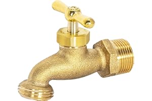 Eastman Irrigation Hose Bibb, 3/4 Inch MIP x 3/4 Inch MHT Outdoor Spigot, Brass Garden Valve, 20183