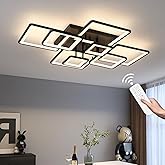 Shine LUEST Modern LED Ceiling Light, Dimmable LED Chandelier Black Flush Mount Ceiling Lights, Remote Control Acrylic Ring C