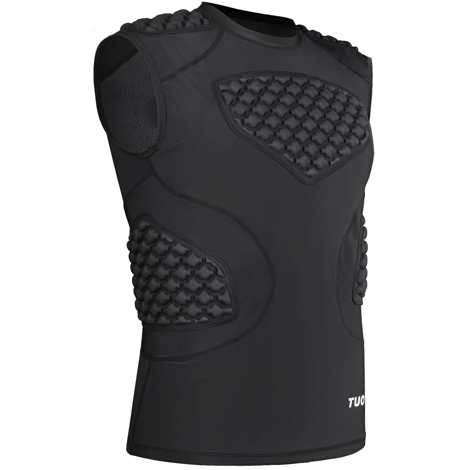 Photo 1 of TUOYR Mens Football Padded Shirt Baseball Chest Protector Compression Vest with Pads Adult Rib Protective Sleeveless Undershirt Heart Guard for Softball Rugby Lacrosse