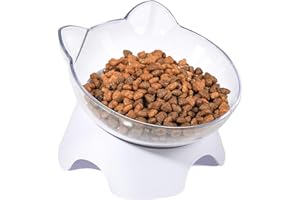 MILIFUN Anti Spill Tilted Cat Food Bowls, Whisker Fatigue Elevated Bowls Set for Cat and Puppy, Pet Bowl Holds About 1 Cup of Pet Food