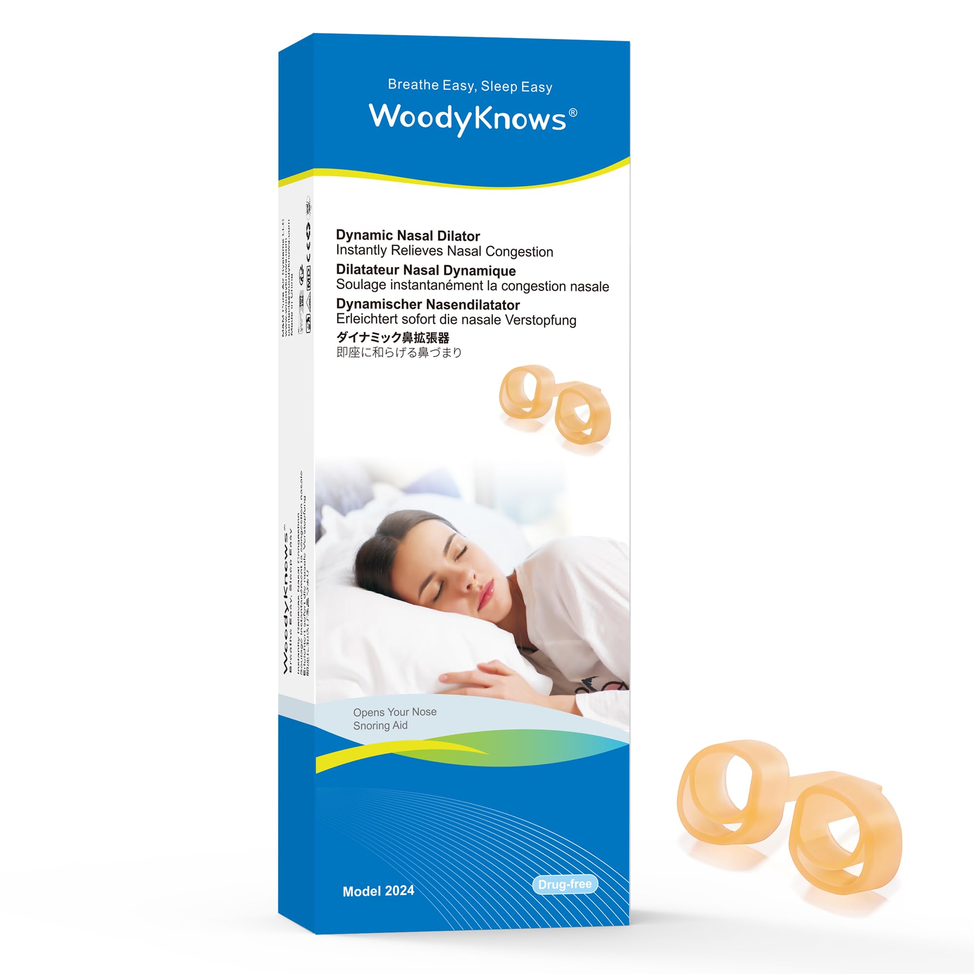 WoodyKnows Dynamic Nasal Dilator, Model 2024 Standard, Improves Sleep and Sports Airflow, Nasal Congestion and Nose-Related snoring aid (Trial XS/S/M/L)