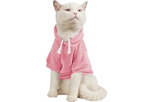 QWINEE Basic Dog Hoodie, Dog Warm Jacket, Cat Apparel, Dog Shirt, Dog Clothes for Puppy Kitten Small Medium Dogs Cats Light Pink Small