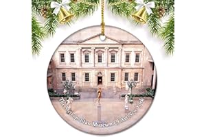 UMSUFA USA America The Metropolitan Museum of Art New York Christmas Ornaments for Tree Ceramic Pendant Double Sided Ornament Decor Xmas Gifts Porcelain Travel Souvenirs