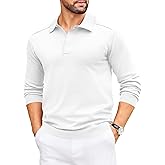 COOFANDY Mens Knit Polo Sweater Long Sleeve Polo Collared Sweaters Hidden Button Casual Pullover Sweater