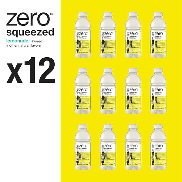 VITAMINWATER ZERO SUGAR SQUEEZED LEMONADE NUTRIENT ENHANCED FLAVORED WATER BEVERAGE, 20 FL OZ BOTTLES, 12 PACK
