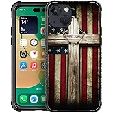 Zeggi for iPhone 13 Case 6.1-inch with Cross American Flag Four Corner Airbag Protection Design Soft Silicone Frame Personalized Pattern Case Compatible with iPhone 13 for Men