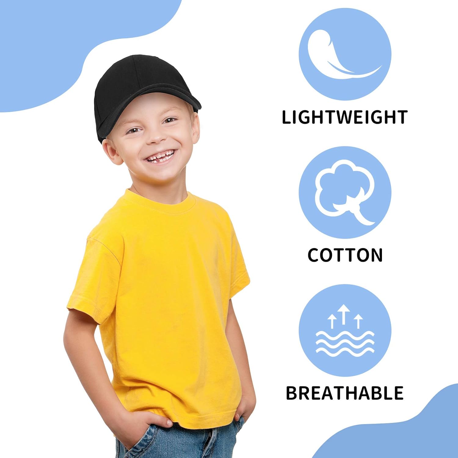 Kids Baseball Caps Cotton Baseball Hats Adjustable Dad Hat Plain Baseball Cap Unisex Trucker Hats (Black, White, Gray, Navy Blue, 4): Clothing