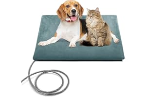 PETNF Outdoor Pet Heating Pad for Cats & Dogs, 100.4-107.6°F Auto Temp Control, Waterproof Fireproof, for Cat House/Dog Kennel/Carport, Fits Domestic & Stray Pets (Gray 15.7"X19.7")