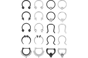 Mayhoop 16G 20Pcs Surgical Steel Nose Rings Septum Rings Captive Bead Rings Horseshoe Piercing Jewelry Cartilage Helix Daith Tragus Earring Hoop Lip Hinged Seamless Nose Hoop Ring for Women Men