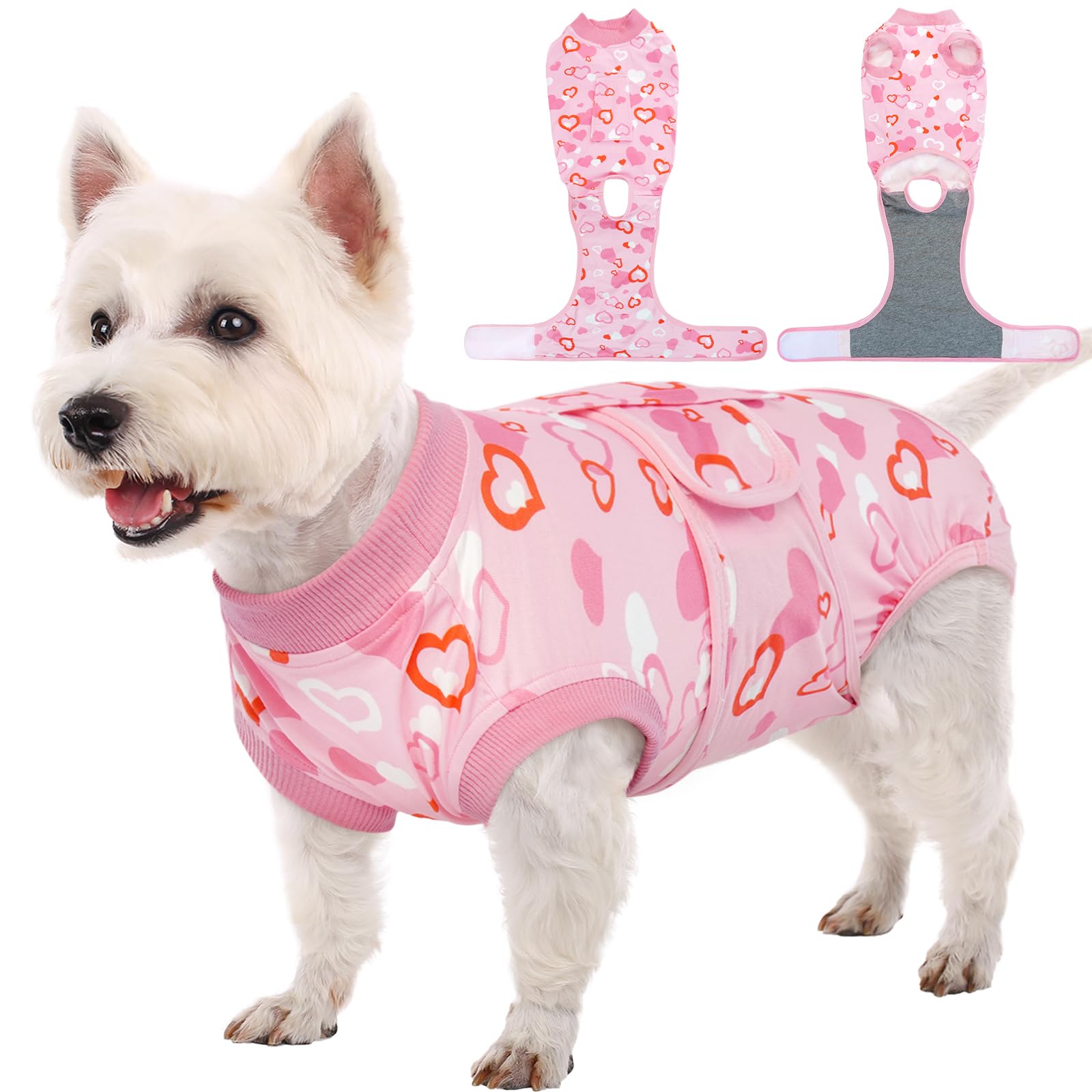 Photo 1 of Kuoser Dog Surgery Recovery Suit, Valentine's Day Doggie Surgical Shirt for Female Male Dogs, Pet Onesies for Small Medium LargeDogs