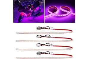 DUOFU365 Pink Led Strip Lights,24inch 12V Interior Light Strip IP68 Waterproof Cuttable for Car Motorcycles Boat Golf Cart Truck Cargo Home Decoration with Strong Nano Tape(4PCS)
