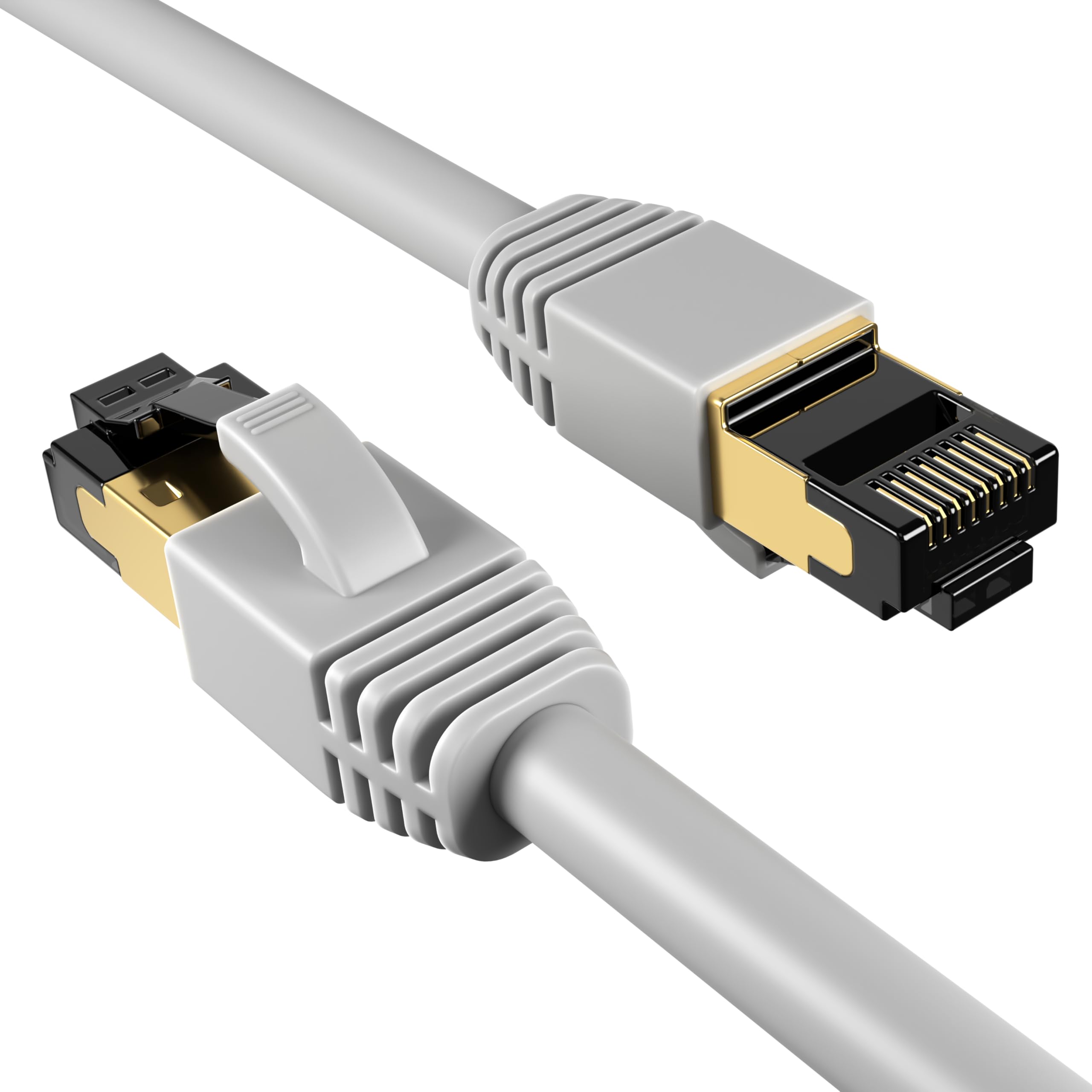 20M Grey Cat8 SFTP Ethernet Patch Cable 40Gbps 2000Mhz Copper Internet Wire Compatible With Router, Modem, Smart TV, Laptop, Consoles