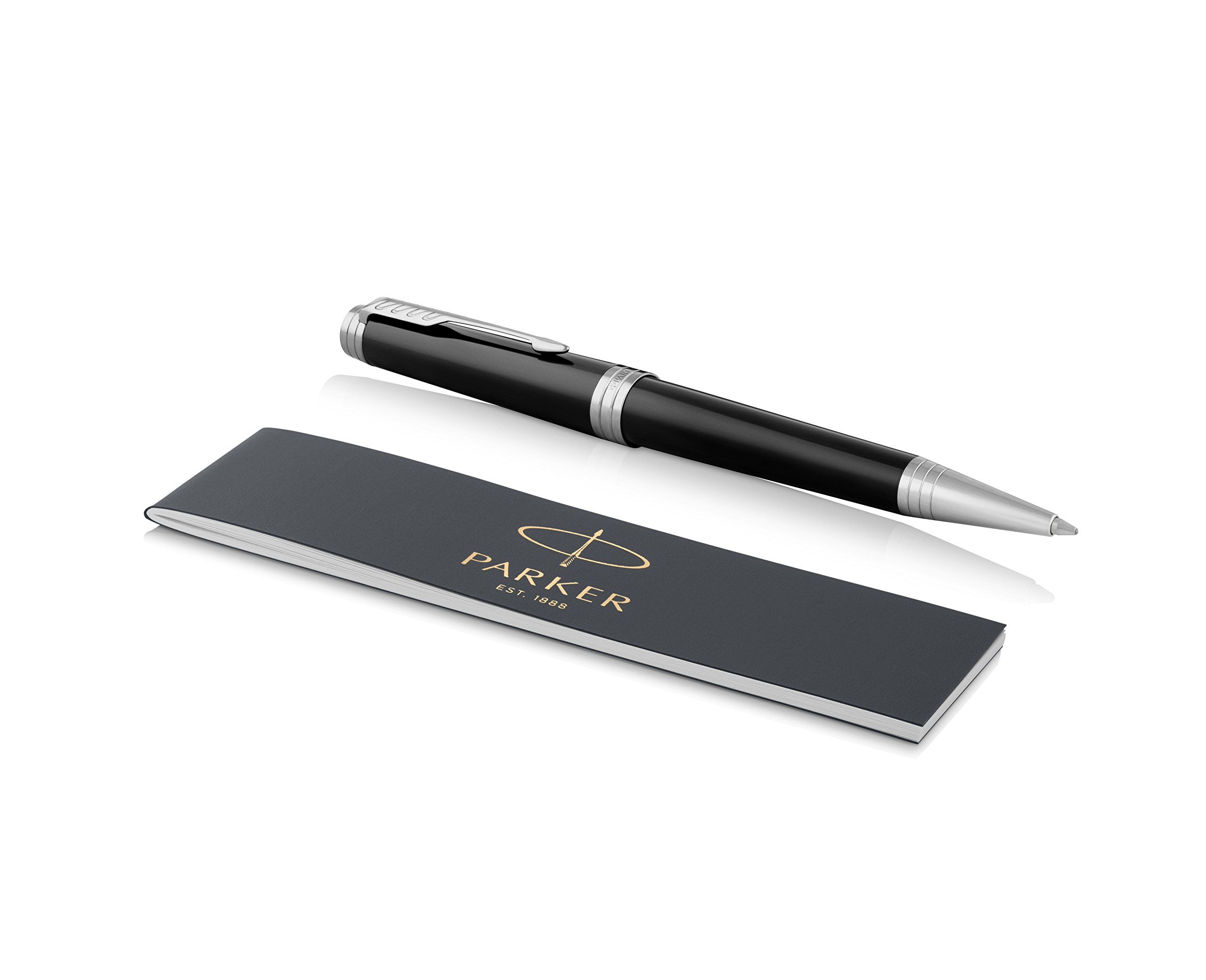 Parker Premier Ballpoint Pen | Deep Black Lacquer with Chrome Trim | Medium Point Black Ink Refill | Premium Gift Box