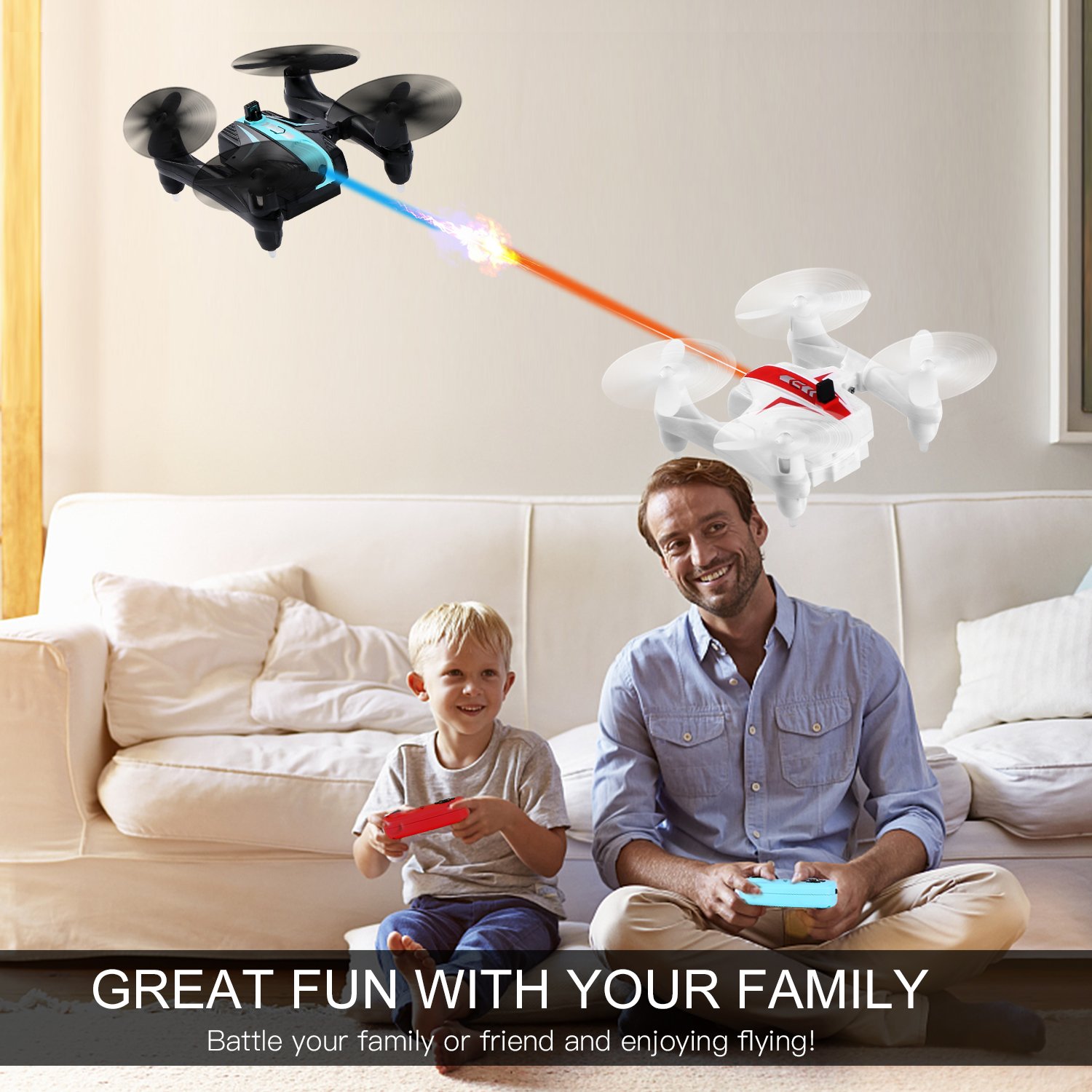 Mini Drone Wars Battle Drones Mini Battle Drones for Air War with 4 Channel and Infrared Fighting Function, Headless Mode and Emergency Stop, Toy Drone for Beginner & Kids Fighting