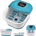 Collapsible Foot Spa with Heat, Adjustable Temperature and Timer Setting, Foot Soak Bath with Bubble, Pumice Stone, Red Light and Massage Rollers, Help Feet Stress Relief, Gifts for Women/Men