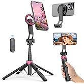 ACKIMA Magnetic Tripod for iPhone, Portable Selfie Stick Phone Tripod with Remote, Four-Leg Support Cellphone Stand for iPhone Magsafe, Fits Selfie Video Recording Gym Travel Essentials Accessories