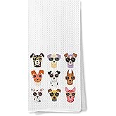 MVLJG Colorful Funny Dogs Kitchen Towels,Dog Lover Gifts for Women Men, Trendy Cool Puppy Dish Tea Towels for Kitchen Decor, Dog Wearing Glasses Decorative Hand Towel for Bathroom, 16x24 Inches