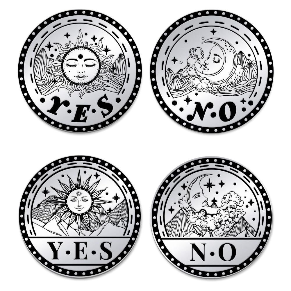 UNICRAFTALE 2Pcs Yes No Challenge Coin Sun Moon Decision Maker Coin Funny Decision Maker for Friends Commemorative Coins Lucky Coins Flipping Token Question Answer Token Gifts for Men Womens