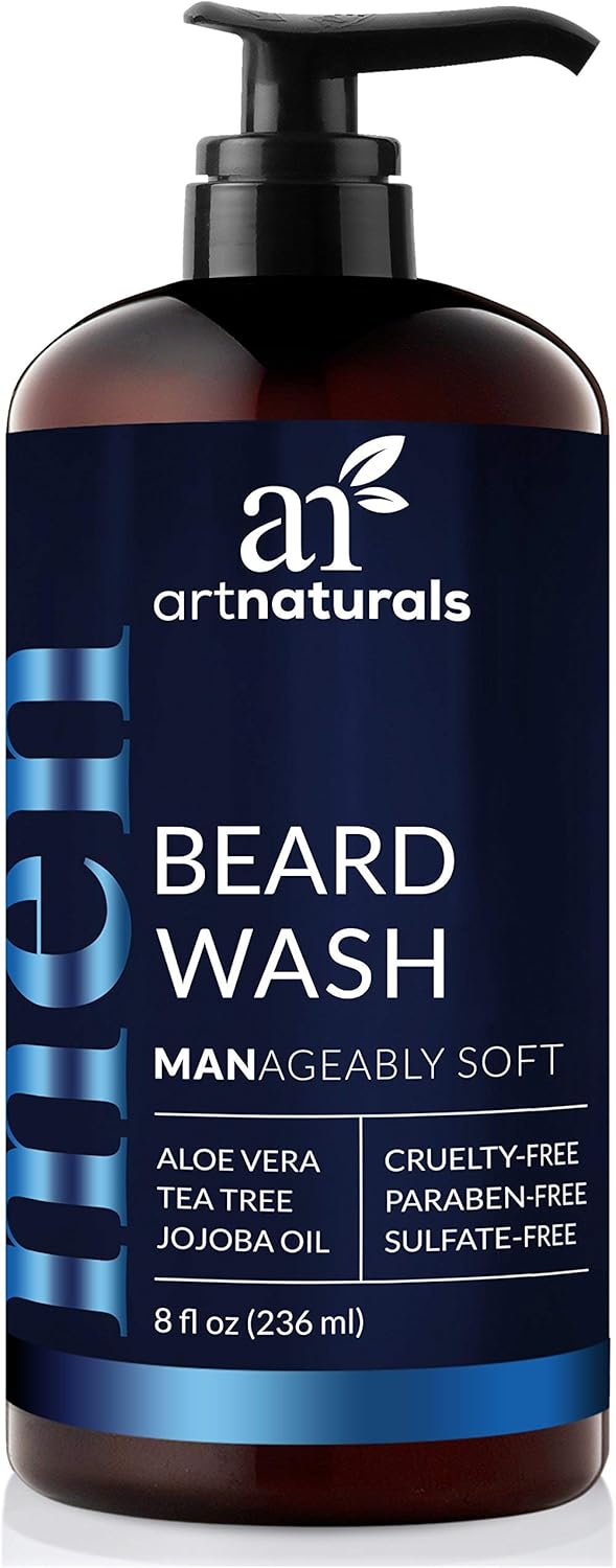 ArtNaturals Natural Beard Shampoo Wash - (8 Fl Oz/236ml) - Infused with Aloe Vera, Tea Tree and Jojoba Oil - Sulfate Free