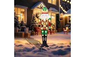 WONDER GARDEN Outdoor Nutcracker Christmas Yard Stakes, Metal Yard Signs, Led Light Soldier King Christmas Yard Decorations for Lawn Party Decorations