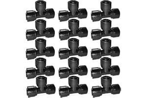 URANT 15Pack Quick Connect 1/4 "Drip Tee Connector,New Tee Fitting 1/4 Inch (6.35 mm) Irrigation Pipe,Leak Free Fitting for Sprinklers or Drip Irrigation Systems (Black)