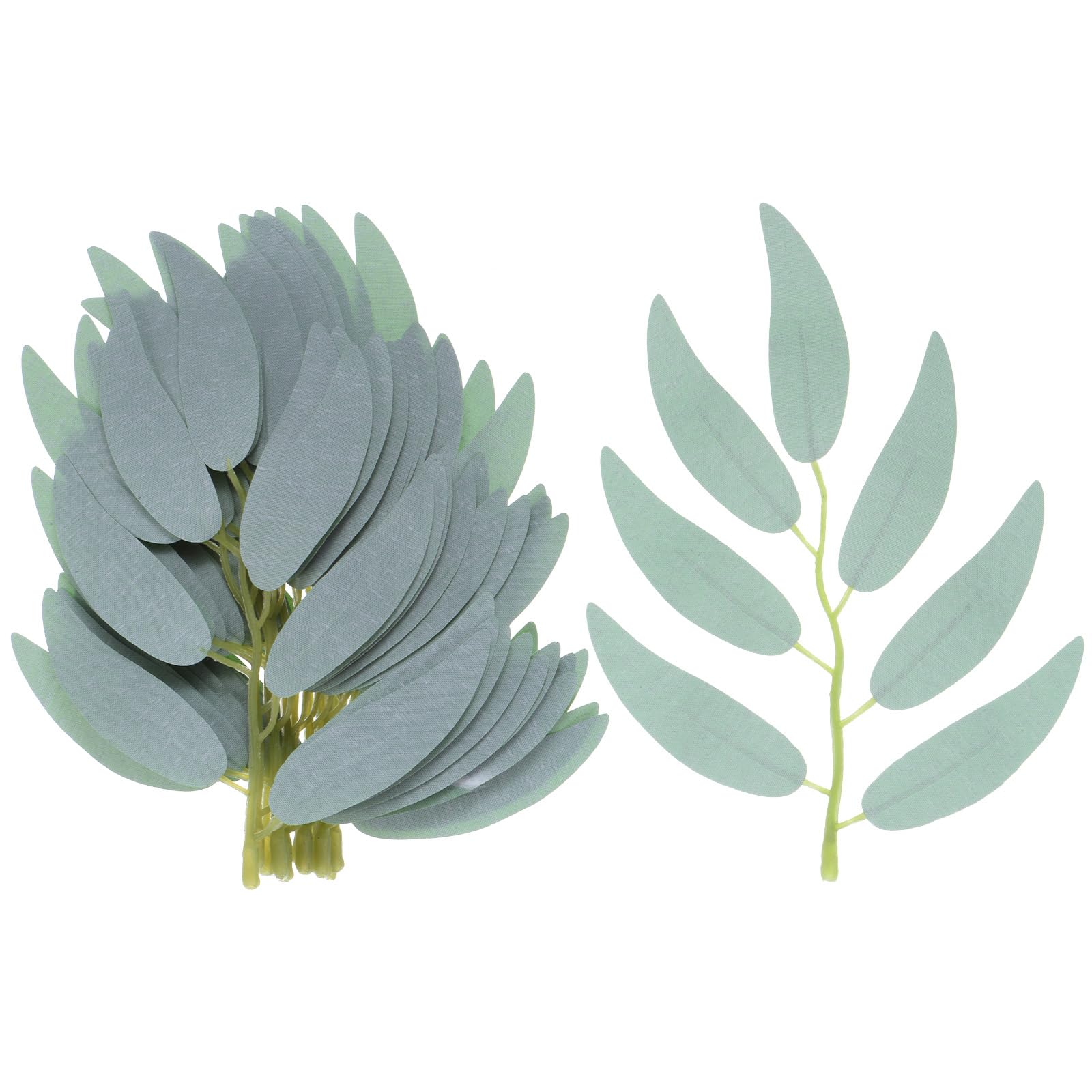 M METERXITY 100-Pack Artificial Willow Leaves, Artificial Fake Willow Garland Stems for Bouquet/Wedding/Wreaths/Decorations, Faux Silk Greenery Leaf [5.7 Inch,Grey White]