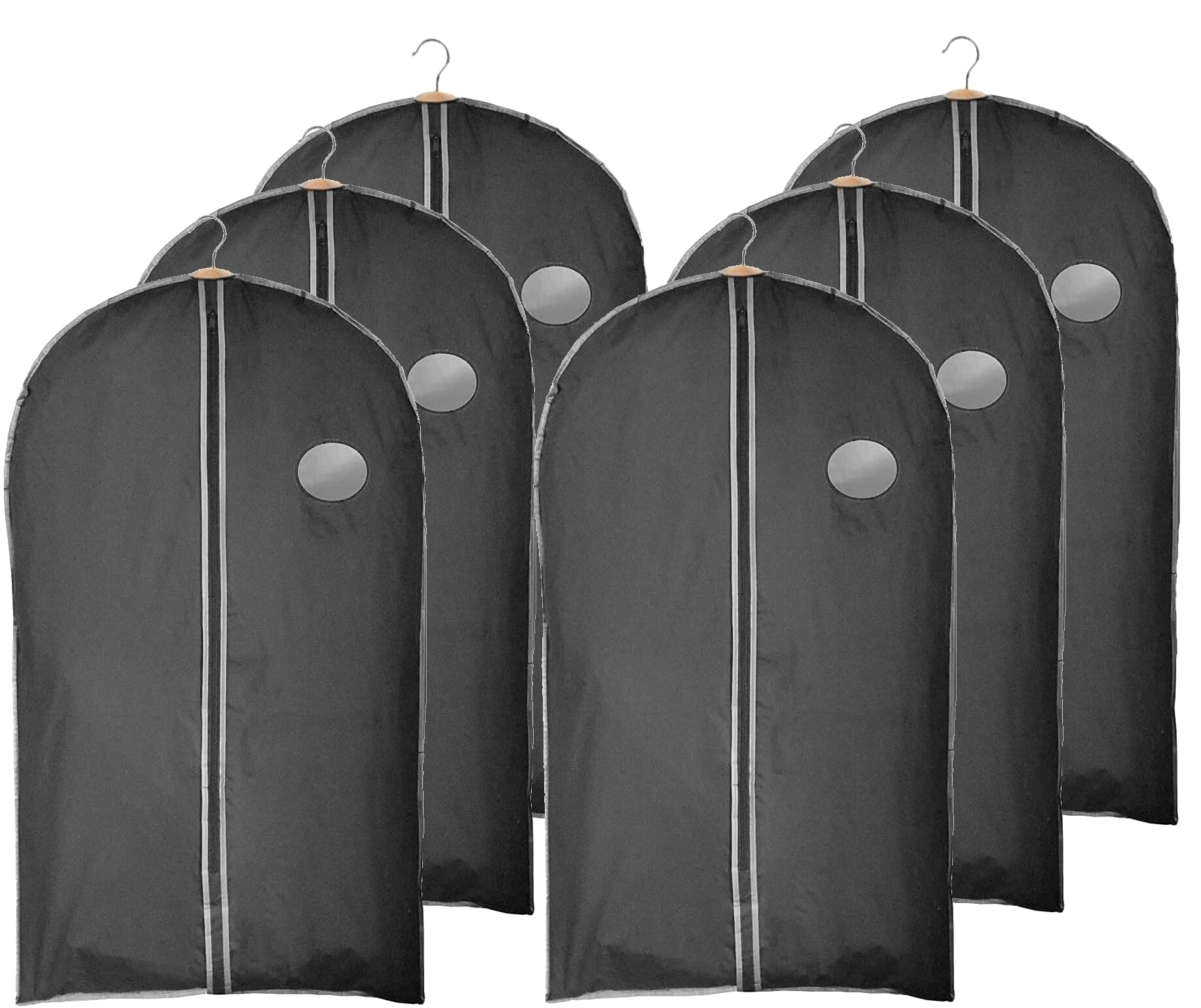 Short Garment Bag, Black Dress Cover, 6 Pack, 60cm x 100cm, Clothing Storage Bags, Travel, Weddings, Suits, Dresses, Water Resistant Protective Cover, Garment Suit Cases