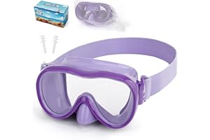 IGYM Kids Swim Goggles, Snorkel Mask Diving Mask Swimming Goggles with Nose Cover and Wide Elastic Straps Cover with Mesh Bag & Ear Plugs