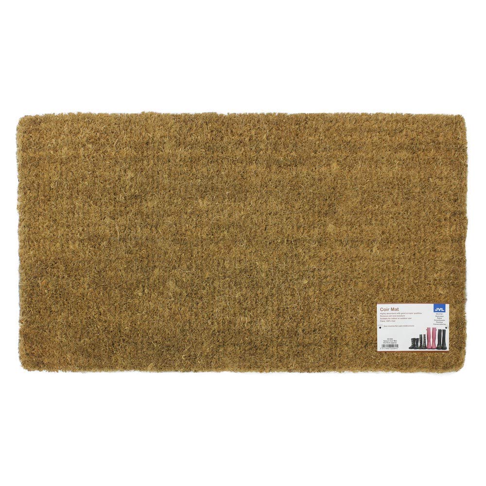 JVL Plain Natural 100% Coir Entrance Door Mat, 45 x 75 cm