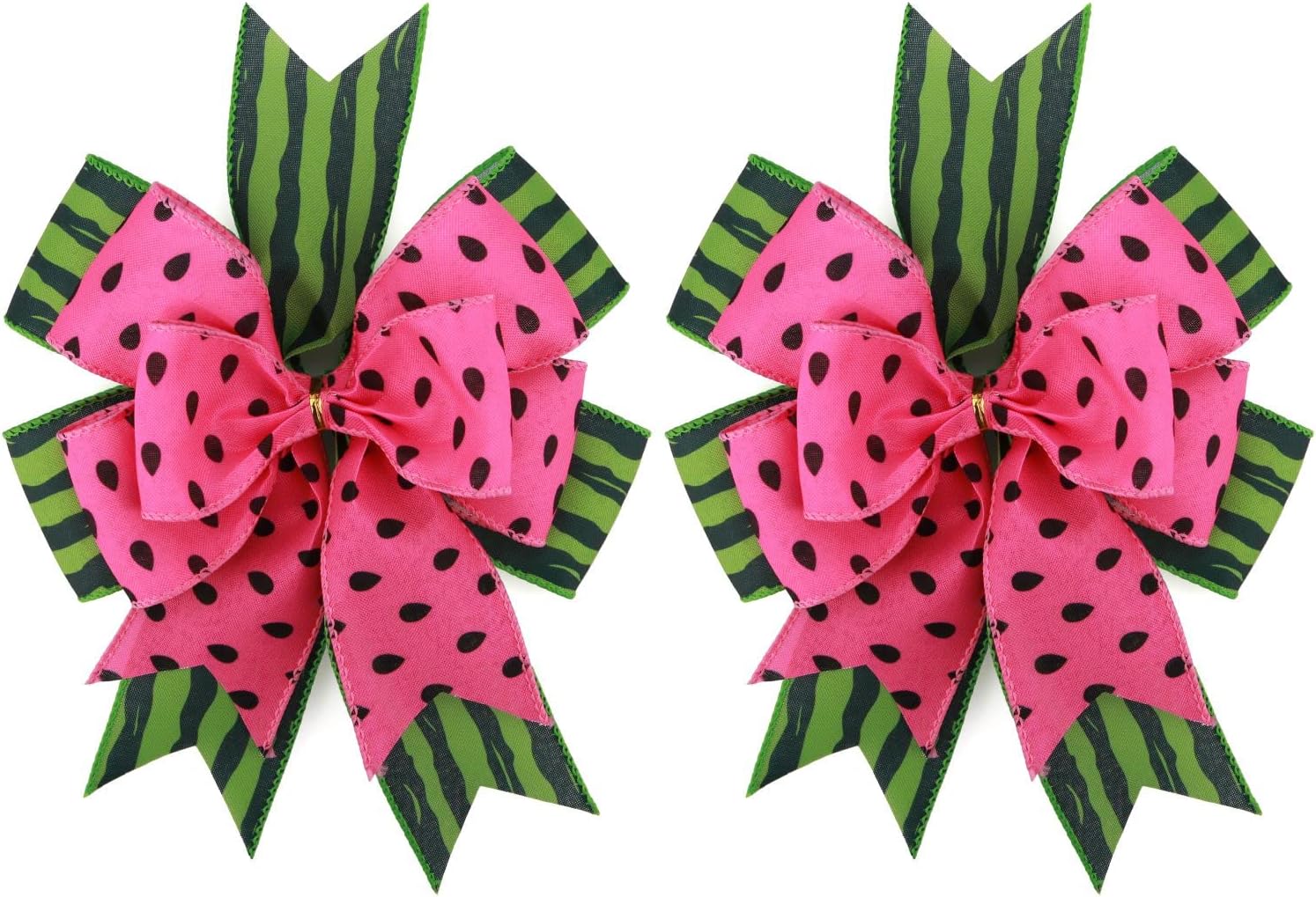 Bows & Ribbons - Meseey 2 Pcs Large Watermelon Burlap Bow 12x 10 Inch Red and Green Summer Wreath Bows for Watermelon Themed Party, Birthday, Wedding, Party Decorations Supplies(Watermelon)