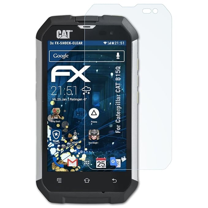 atFolix Schutzfolie kompatibel mit Caterpillar CAT B15Q Panzerfolie, ultraklare und stoßdämpfende FX Folie (3X)
