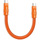 chubbycable Cute Chubby 240W Short USB C Cable Durable Extra Thick Fast Charging Cable Nylon Braided Charger Cord Compatible with iPhone 17-15 Series iPad, Orange+Orange, Type-C to Type-C, 1.64FT